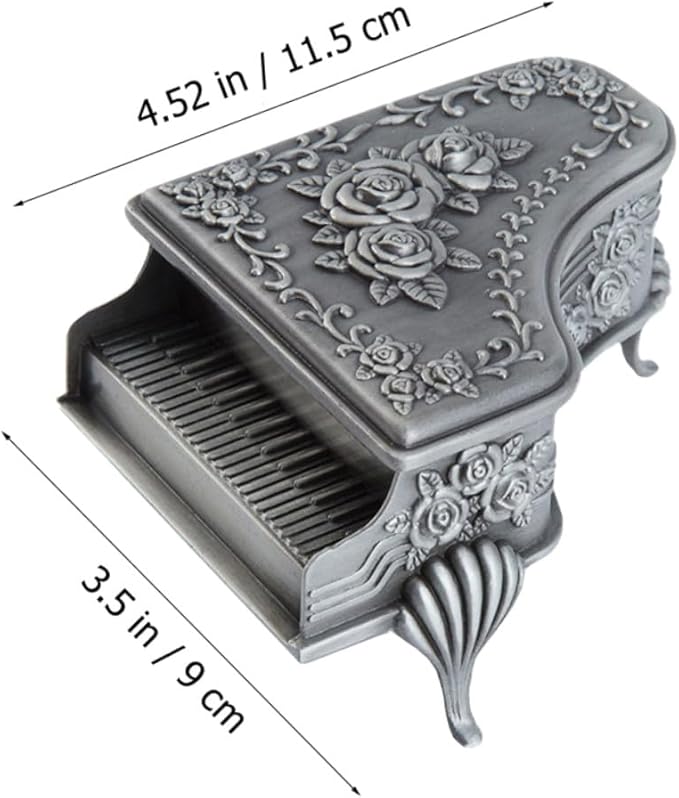 Uonlytech Vintage Zinc Alloy Jewelry Box Large Decorative Storage Case with Engraved Rose Design Retro Style Trinket Organizer for Rings Earrings Necklaces Metal Makeup Box Gift for Women