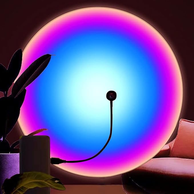 EIUY Sunset Lamp, LED Projection Night Light 360 Degree Rotation Romantic Rainbow Light USB Charging for Photography, Selfie, Party, Bedroom Decor (280mm)