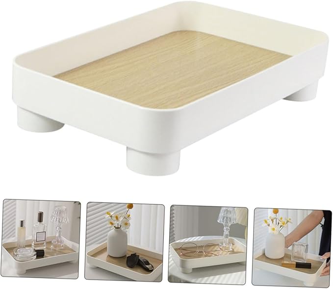 Wooden Storage Tray Makeup Organizer for Vanity Decorative Bathroom Vanity