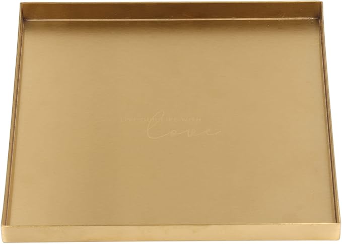 Gold Stainless Steel Decorative Tray Organizer for Bars Restaurants Office, Elegant Jewelry Dish Makeup Organizer for Living Room Bedroom, 8.0x8.0x0.6in