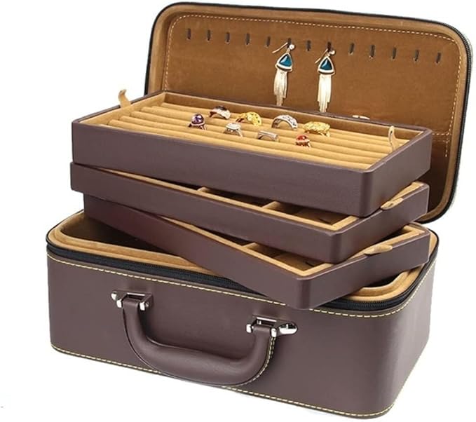 Jewellery Box Makeup Organizer Jewelry Case Organizer Jewelry Storage Pu Leather Portable Jewelry Box Organizer Three Layer Jewelry Display Storage Case For Nec
