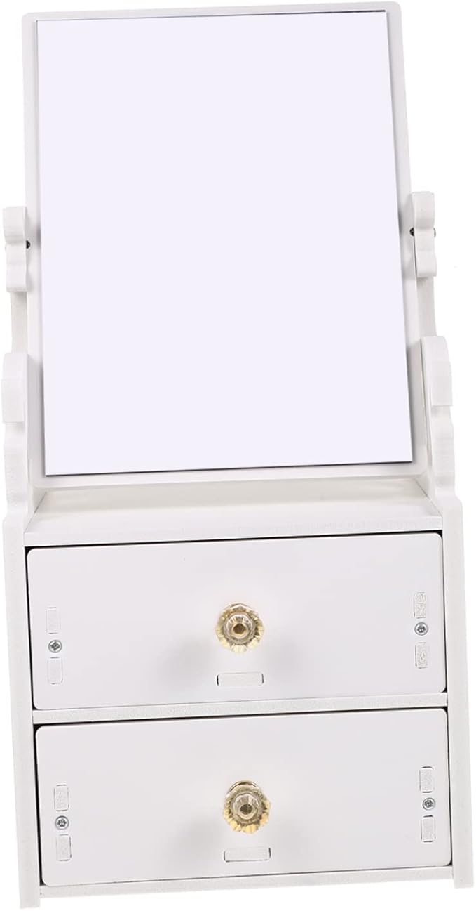 minkissy Elegant Tabletop Makeup Storage Box with Practical Mirror Design Versatile Organizer for Cosmetics Jewelry Accessories for Dresser Vanity and Bathroom Use