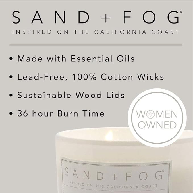 Sand + Fog Scented Candle - White Pine – Additional Scents and Sizes – 100% Cotton Lead-Free Wick - Luxury Air Freshening Jar Candles - Perfect Home Decor – 12oz …