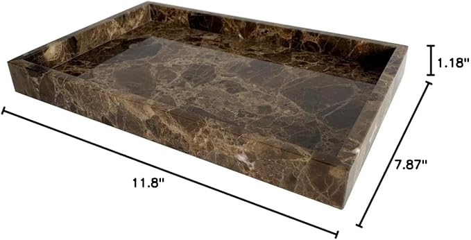Natural Marble Storage Vanity Tray, Cosmetics Jewelery Tray, Kitchen Organizer, Coffee Table Tray (Coffee Net, 11.8L x 7.87W x 1.18H)