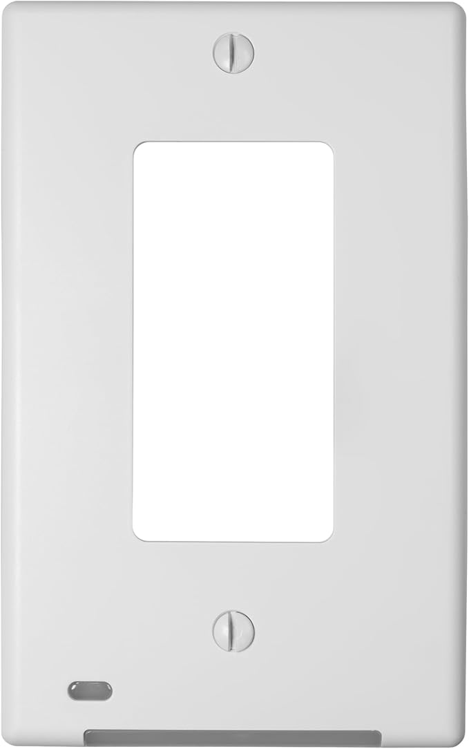 AMERELLE Universal LumiCover Wallplate with Built-In Night Light, White, Décor - Easy DIY Installation, Convenient Low-Profile Design, for GFCI Outlets and Décor Outlets & Switches