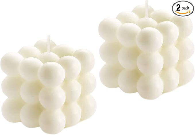 Bubble Candle, Vanilla Scented Aesthetic Bubble Cube Candle, Floating Shelves Cool Shaped Soy Candles, Home Office Danish Pastel Trendy Room Decor Aesthetic Small Decorative Candles 2PCS