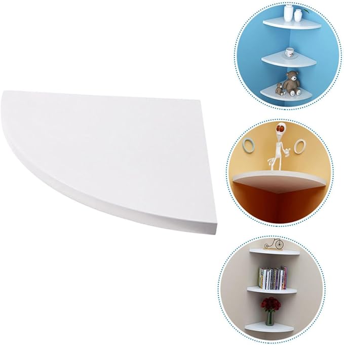 Cabilock White Corner Wall Shelf Stable Triangular Storage Plank for Home Office Bedroom Bathroom Sturdy Lightweight Shelf for Bottles Books Jars Makeup Organizers Space Saving Wall Mounted
