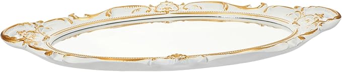 Cabilock Vintage Mirror Tray White Retro Decorative Jewelry Organizer Makeup Display Plate for Home Décor and Photography Props