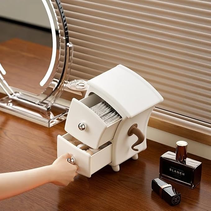 Mini Drawers for Desk & Storage Cabinet - Cute Kawaii Desk Organizer & Aesthetic Room Decor, Small Plastic Stationery Holder for Vanity, Jewelry, Office, Bedroom - Cream White