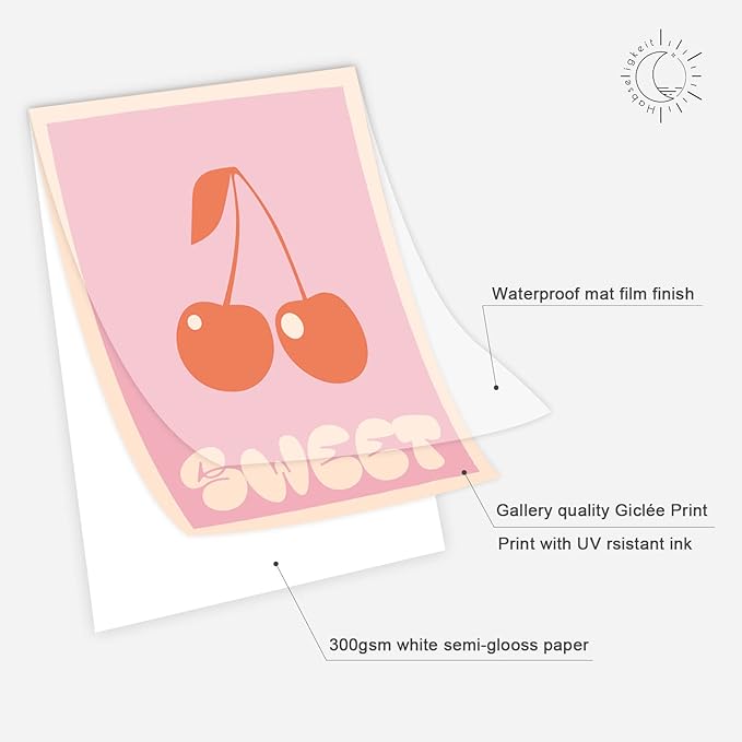 Habseligkeit Pink Gradient Aura Posters for Room Decor Aesthetic, Danish Pastel Cute Room Decor, Cozy Wall Art Prints for Girs Dorm Aesthetic Decor Unframed, 8x10in, Set of 6