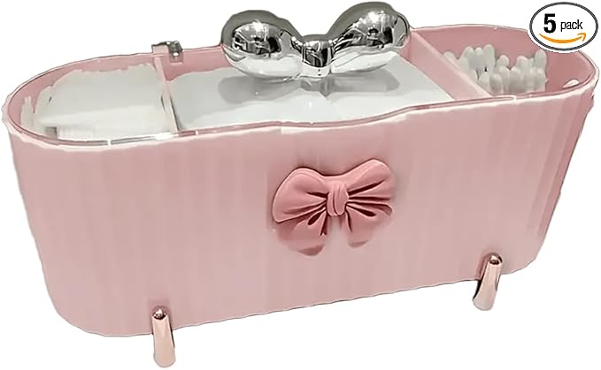 Makeup Organizer Large Capacity Clear Lid Storage Box - Swabs Powder Puffs Organizer