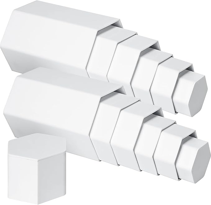 Jetec Hexagonal Jewelry Display Risers Hexagonal Market Display Risers Stands Acrylic Showcase Acrylic Stand for Jewelry Model Figures Decoration, 6 Sizes(White,6 Pieces)