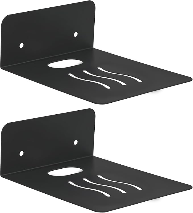 Steel Floating Shelves for Wall,Small Wall Shelf，Suitable for Bedroom, Living Room, Bathroom, Kitchen, Office (Black, 2Pack 4.72x6.1 in)