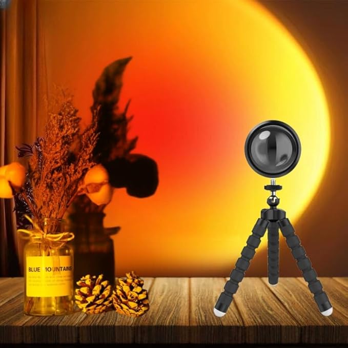 JIMEI Sunset Lamp Led Lights for Bedroom Aesthetic Room Decor Night Light Living Room Sun Sunlight Projector Christmas Decorations Gifts Party Orange
