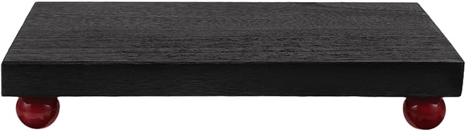 TOYANDONA Wooden Rectangular Fragrance Organizer Tray for Makeup Storage, Medium Black Solid Wood Storage Tray for Bathroom Counter and Dresser Display