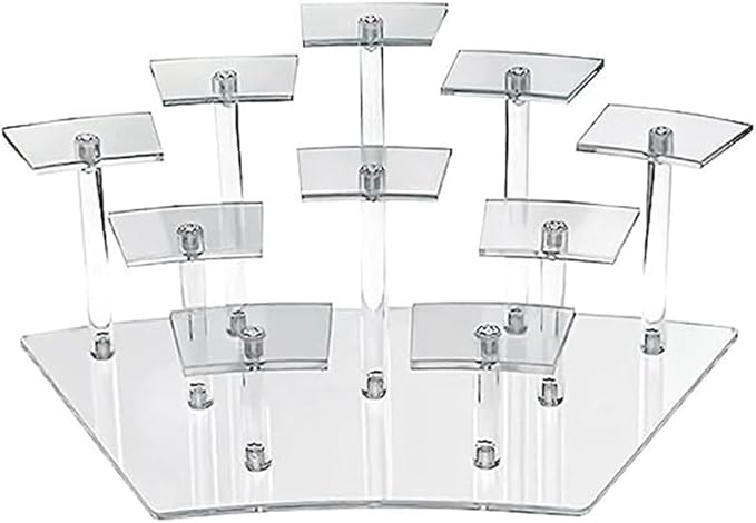 10 Seats Transparent Acrylic Display Shelf Stands Desktop Tiered Riser Display Stand for Dessert Stand,Makeup Organizer
