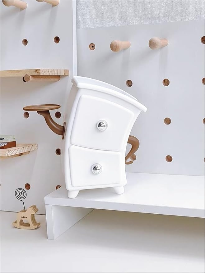 Mini Drawers for Desk & Storage Cabinet - Cute Kawaii Desk Organizer & Aesthetic Room Decor, Small Plastic Stationery Holder for Vanity, Jewelry, Office, Bedroom - Cream White