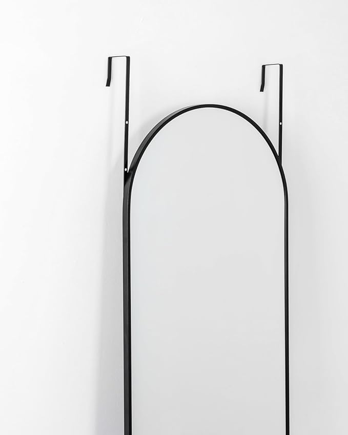 Full Length Arched Mirror, 14'' x 48'', Hanging/Leaning, Home Decor, Black
