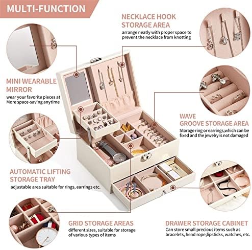 Makeup Organizers Multilayer Jewelry Box Storage Box PU Leather Storage Box Watch Earring Necklace Ring Jewelry Box 8.85 Inches Jewelry Case