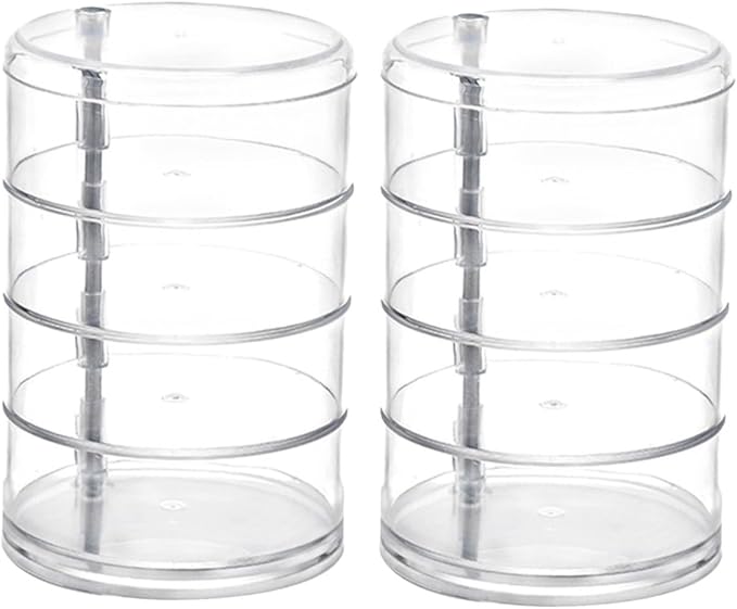 2pcs Four-layer Rotating Jewelry Storage Box Circular Desktop Organizer for Makeup and Accessories Plastic Cosmetic Case for Easy Access and Organization