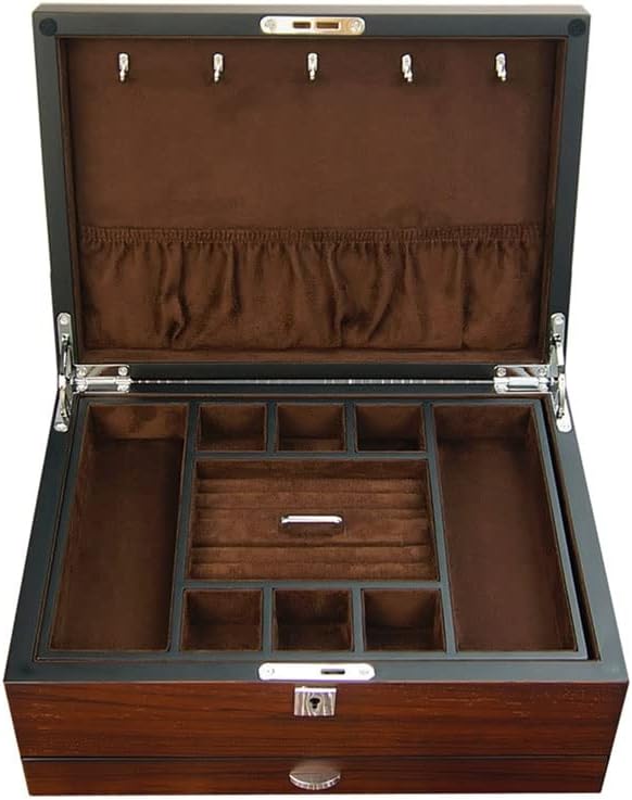 Makeup Organizers Retro Jewelry Box Multilayer Storage Box Ring Earring Necklace Bracelet Watch Small Jewelry Storage Box Wooden Jewelry Box 11.81 Inch Jewelry