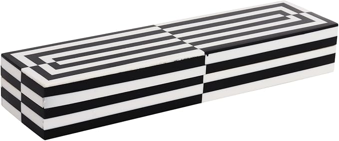 Handicrafts Home Decorative Remote Holder Box 10x2.5 – Slim Organizer Box with Lid for TV Remotes, Coffee Table Décor, Modern Shelf Box, Boho Home Décor Accent, Black and White Decorative Storage Box