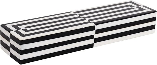 Handicrafts Home Decorative Remote Holder Box 10x2.5 – Slim Organizer Box with Lid for TV Remotes, Coffee Table Décor, Modern Shelf Box, Boho Home Décor Accent, Black and White Decorative Storage Box