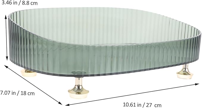 Happyyami Green High-Edge Lipstick and Perfume Organizer Tray Plastic Vanity Storage for Jewelry Makeup and Accessories Elegant Dresser Display Four Feet