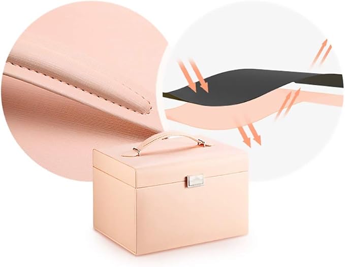 Jewellery Box Jewelry Case Jewelry Box Mirror 3 Drawers Jewelry Organizer Large Capacity Makeup Cosmetic Organizer Box Women Storage Ring Holder,