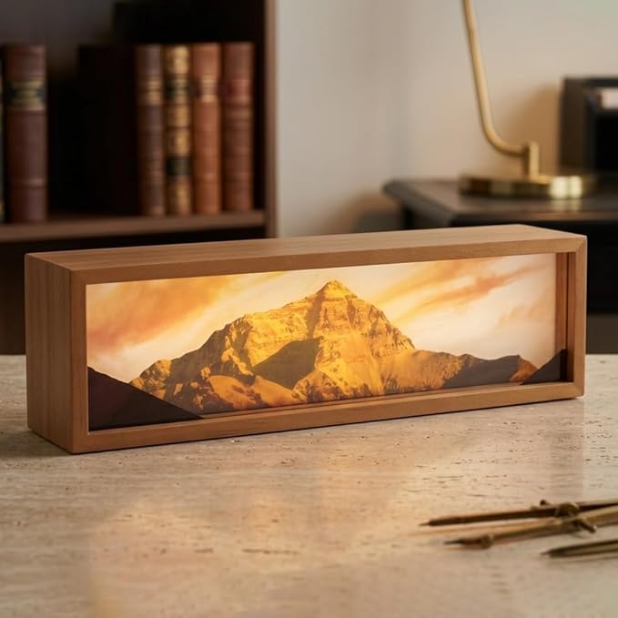 Mount Everest Led Light Box 3 Layers of Acrylic Light Box - Handmade Table Lamp for Room Decor - National Park Travel Signs Travel Gift