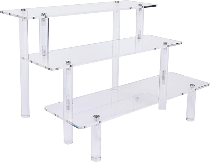 Acrylic Riser,Large Display Risers, Clear Risers Perfume Organizer, 3 Tiered Cupcake Shelf Stand Holder,9 Inch,DIY