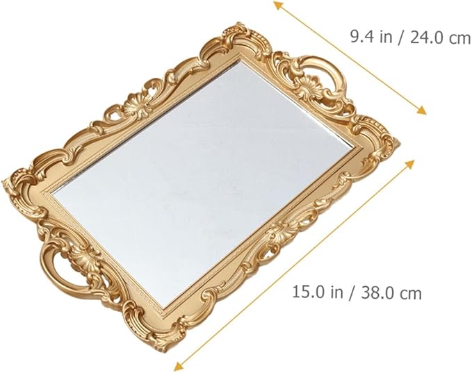 Ipetboom Decorative Mirror Tray Perfume Organizer Makeup Vanity Tray for Dresser Countertop Home Décor Accessories
