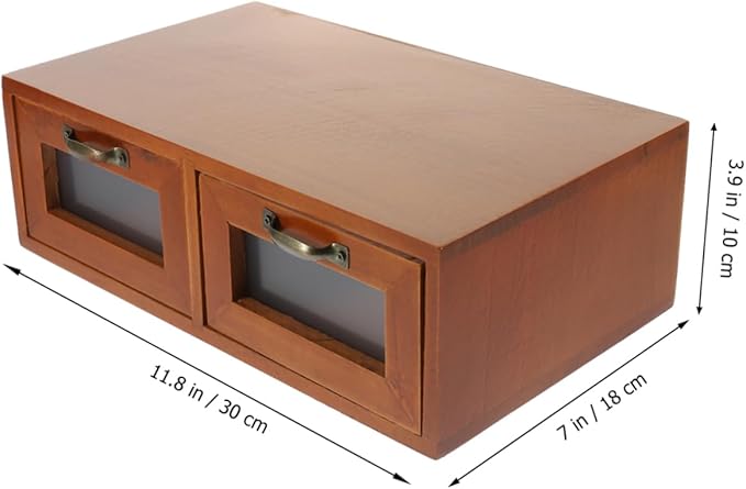 Luxshiny Solid Wood Storage Box Office Organization Storage Organizer Makeup Jewelry Holder Vintage Style Desktop Organizer for Home Office