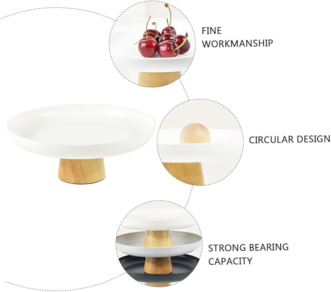 PartyKindom Cute Makeup Organizer Jewelry Display Tray Art Supply Storage Round Desktop Tray Abs Bamboo Material