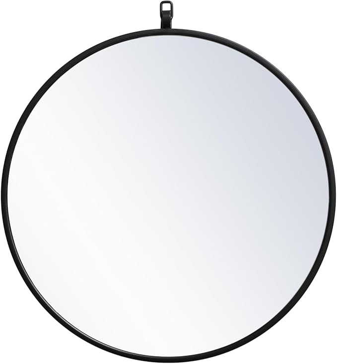 Focus 21x21 Round Wall Mirror, for Bathroom Bedroom Entryway, Black