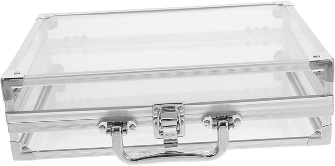 Veemoon Transparent Jewelry Display Case Multifunctional Aluminum Cosmetic Organizer Box for Bracelets Necklaces Accessories Large Capacity Locking Mechanism