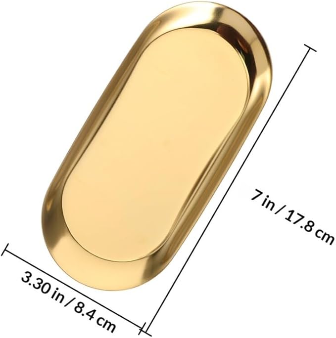 NUOBESTY 3pcs Oval Stainless Steel Jewelry Storage Tray Set – Thickened 18cm Metal Dresser Organizer for Home Decor, Makeup, Perfume, and Trinket Storage in Silver, Black, and Gold
