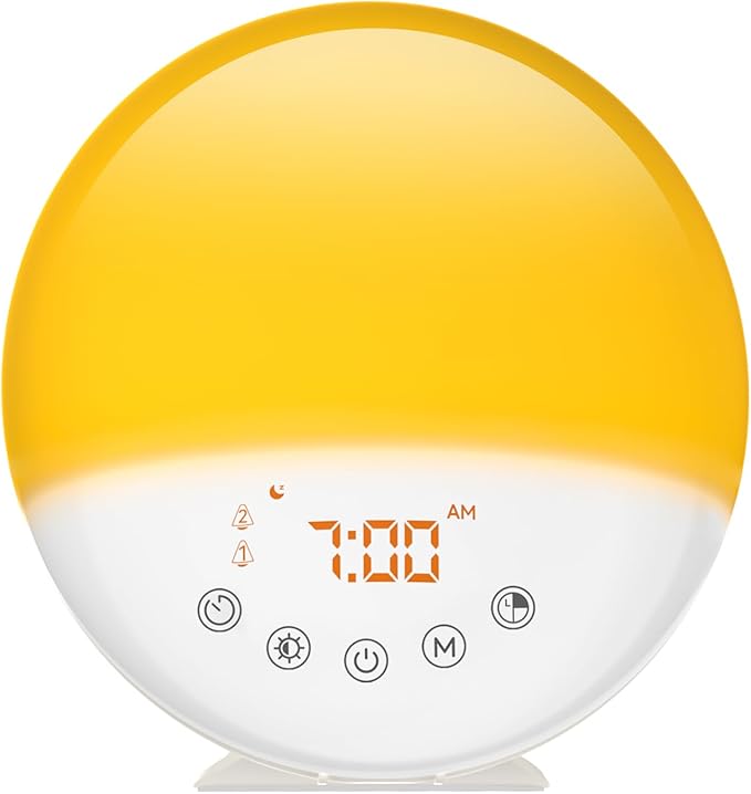 RICIAL Wake Up Light Sunrise Alarm Clock, 10000 Lux UV-Free Sun Lamp with Dimmable Brightness, 4 Color Temperatures, Timer, Dual Alarms, Snooze, Sleep Aid, 10 Natural Sounds