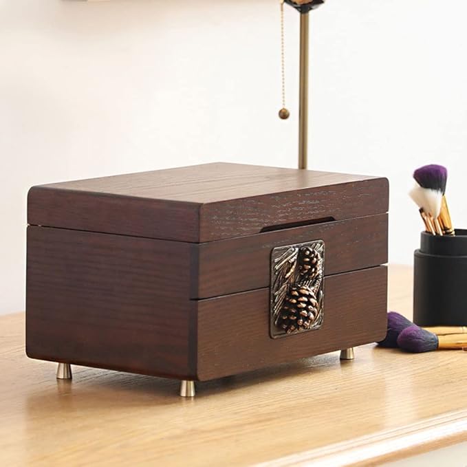 Makeup Organizers Wooden Box Jewelry Box Watch Storage Box with Drawer Double-Layer Jewelry Box Retro Jewelry Box Bracelet Watch Box Gift Jewelry Case