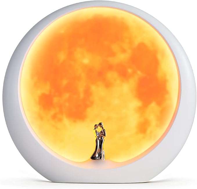 mamre Moon Mood Lamp Unique Anniversary Marriage Valentines Day Gift Ideas Art Decoration, White Holy Wedding Under Full Moon