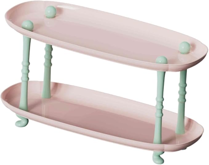 Desktop Organizer Countertop Storage Rack Vanity Tray Makeup Organizer for Countertop Red(Pink)