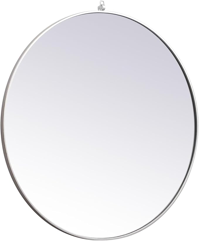 Focus 39x39 Round Wall Mirror, for Bathroom Bedroom Entryway, Silver
