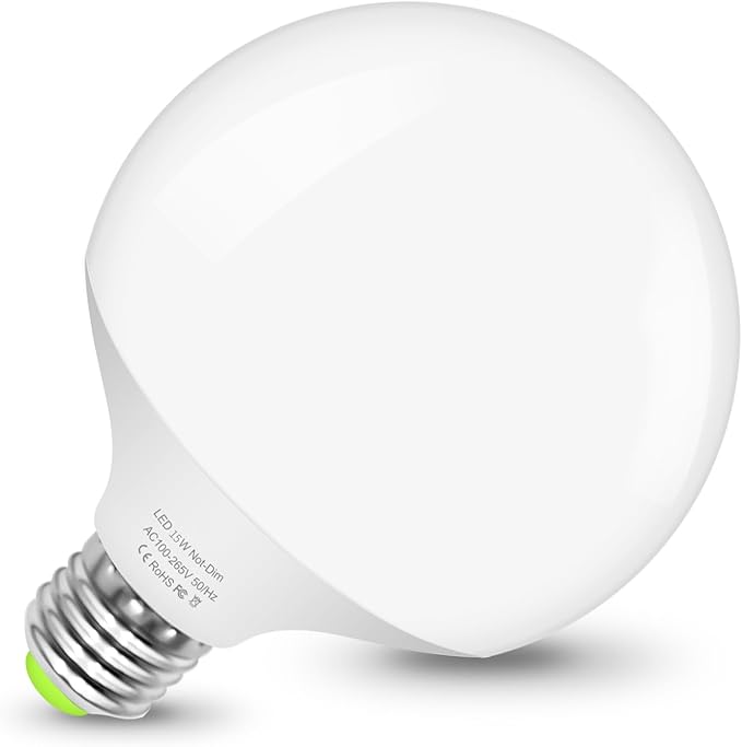 LED Light Bulb, G120 Large Globe Bulb, 15W(150W 200W Equivalent) Led Bulbs Natural White 4000K 1800LM, CRI90+, Non-Dimmable, E26 Base, Perfect for Kitchen Living Room Office