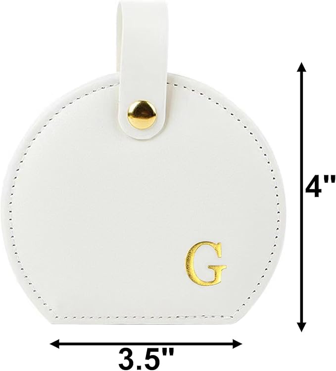 Travel Jewelry Case,Personalized Jewelry Box,Elegant Half-Moon Design with Personalized Golden Initial Case,Personalized Gifts for Women,Jewelry organizer;Personalized Gifts for Women or Friends(G)