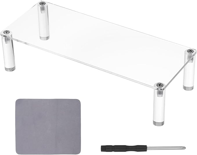 Acrylic Riser, Display Stand Clear Shelf 7.87x3.15x2 Inches Small Display Risers 1 Tier Rectangular Organizer Lightweight Tabletop Shelf for Cosmetic Products Tabletop Use and More
