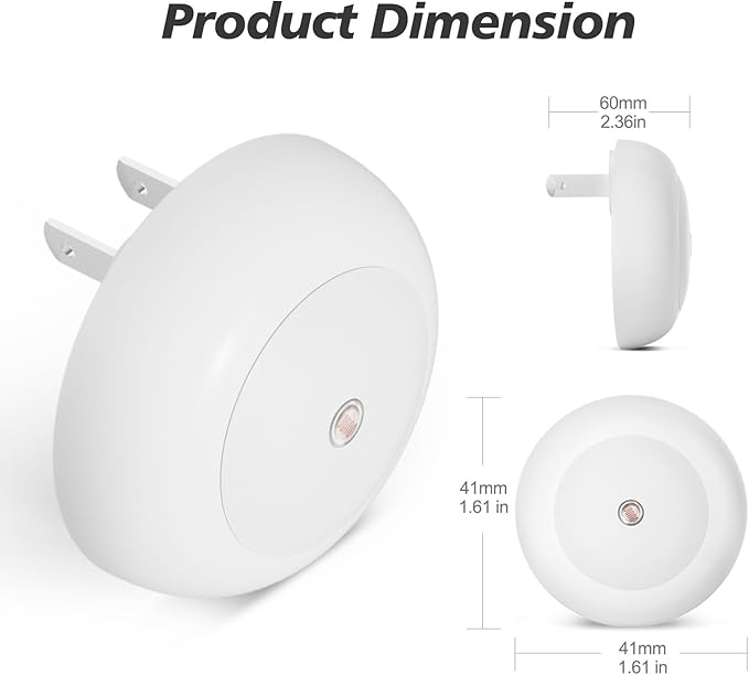 fesnne Night Light, Night Lights Plug into Wall, Dusk to Dawn Sensor, Amber Led Night Light 0.5W, 2 Pack Nightlight for Adults, Bedroom, Bathroom, Hallway, Kitchen