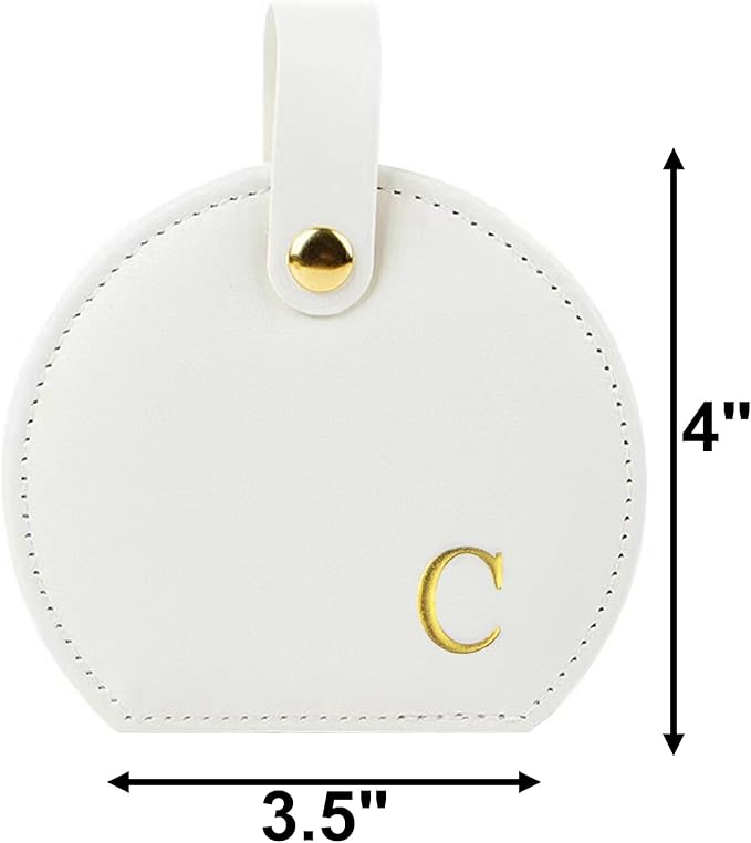 Travel Jewelry Case,Personalized Jewelry Box,Elegant Half-Moon Design with Personalized Golden Initial Case,Personalized Gifts for Women,Jewelry organizer;Personalized Gifts for Women or Friends(C)