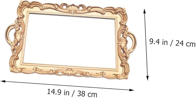 VILLCASE European Style Vintage Mirror Tray Golden Makeup Organizer Perfume Storage Vanity Display Decorative Dresser Tray for Home Party Decor
