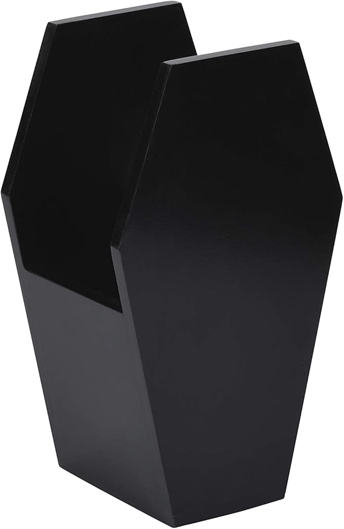 EpicGifts Goth Makeup Shelf - 3 Shelf Standing or Floating Wall Coffin, Makeup Brush Holder (Black)