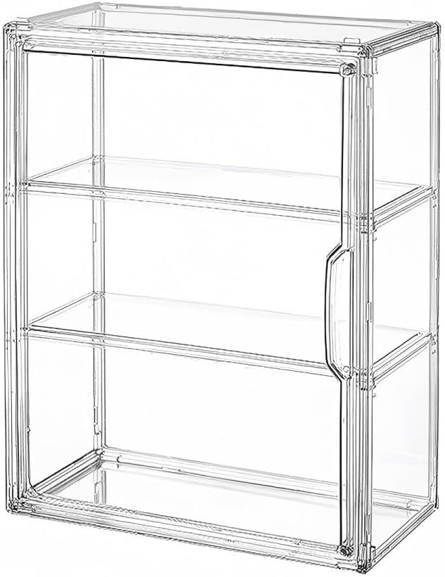 Transparent Acrylic Cosmetic Display Case with Magnetic Door - Stackable Makeup Storage Organizer for Skincare, Perfumes, Jewelry & Collectibles - Dust-Proof Clear Storage Box